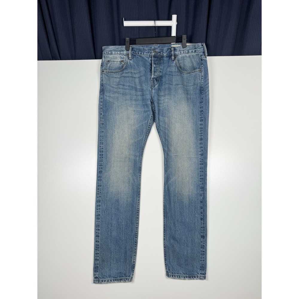 ALL SAINTS Cigarette Skinny Fit Japanese Selvedge Denim Light Wash 36x31.5